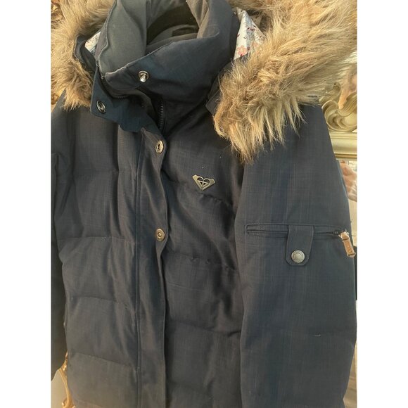 Roxy Jonah Bright 10K Navy Jacket w removable hood. Insulated, waterproof Sz S - Picture 3 of 12